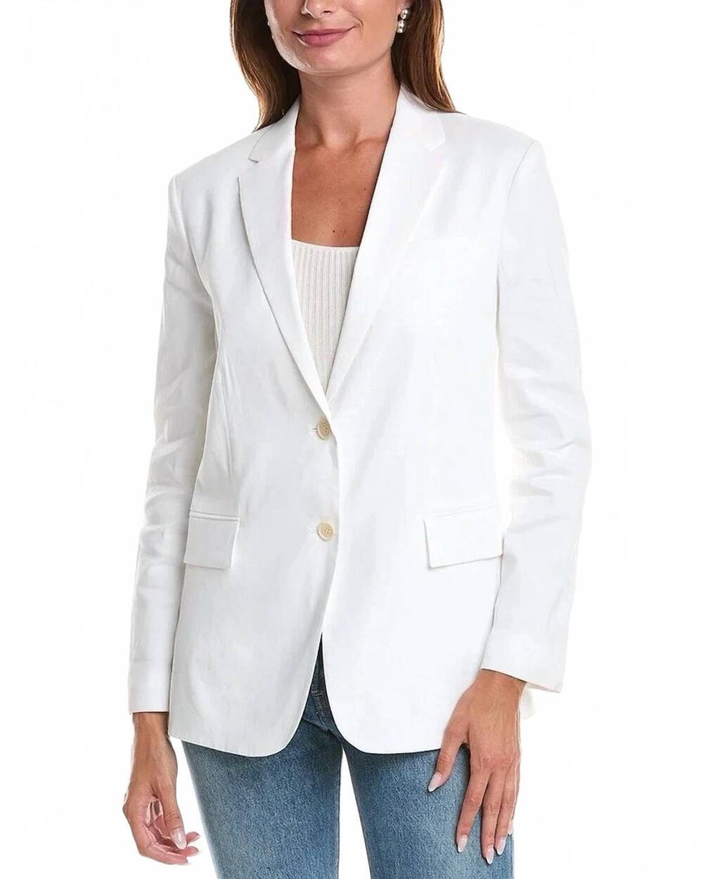 NEW THEORY rolled sleeve bf jacket in white